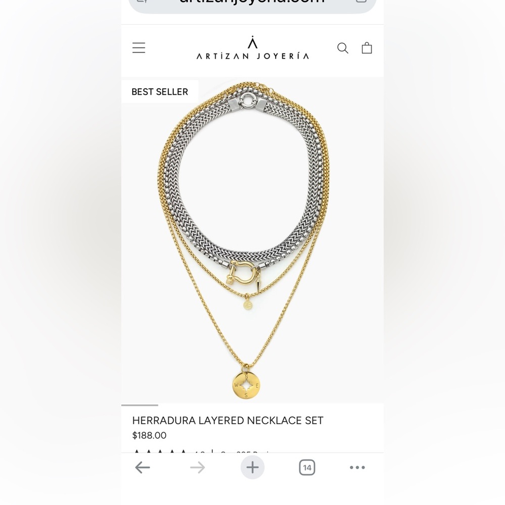 Artizan Joyería Herradura Two-Tone Layered Necklace — Gold & Silver